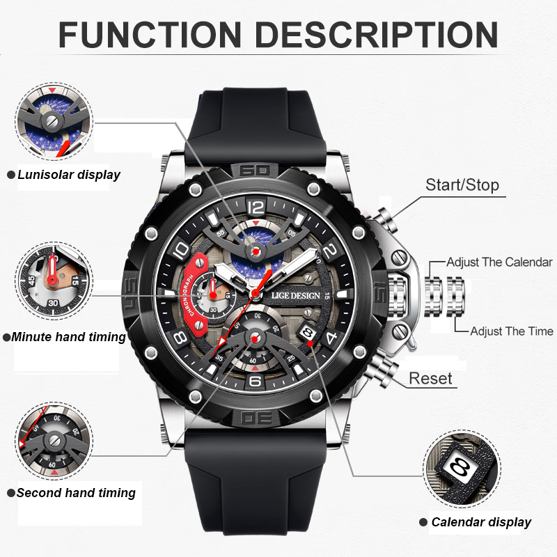 LIGE Top Brand Luxury Men Watc - Outdoor Sport Smart Watch reseña y precio