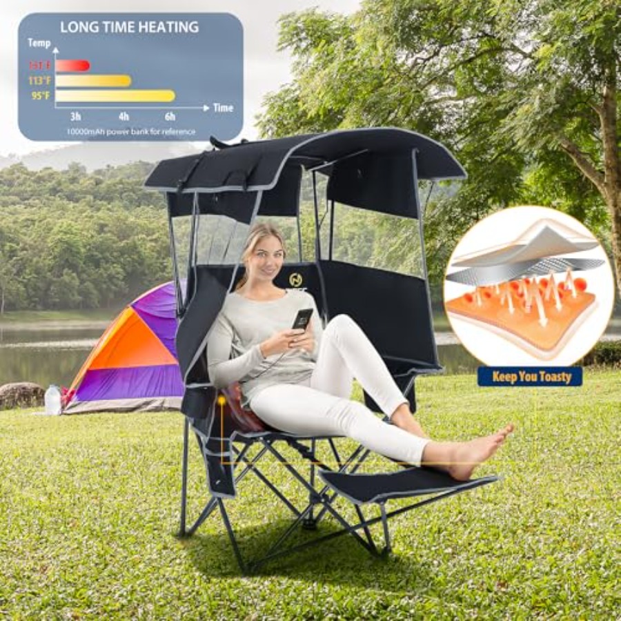 Chair with Canopy, Heated Camp - Outdoor Sports Umbrella reseña y precio