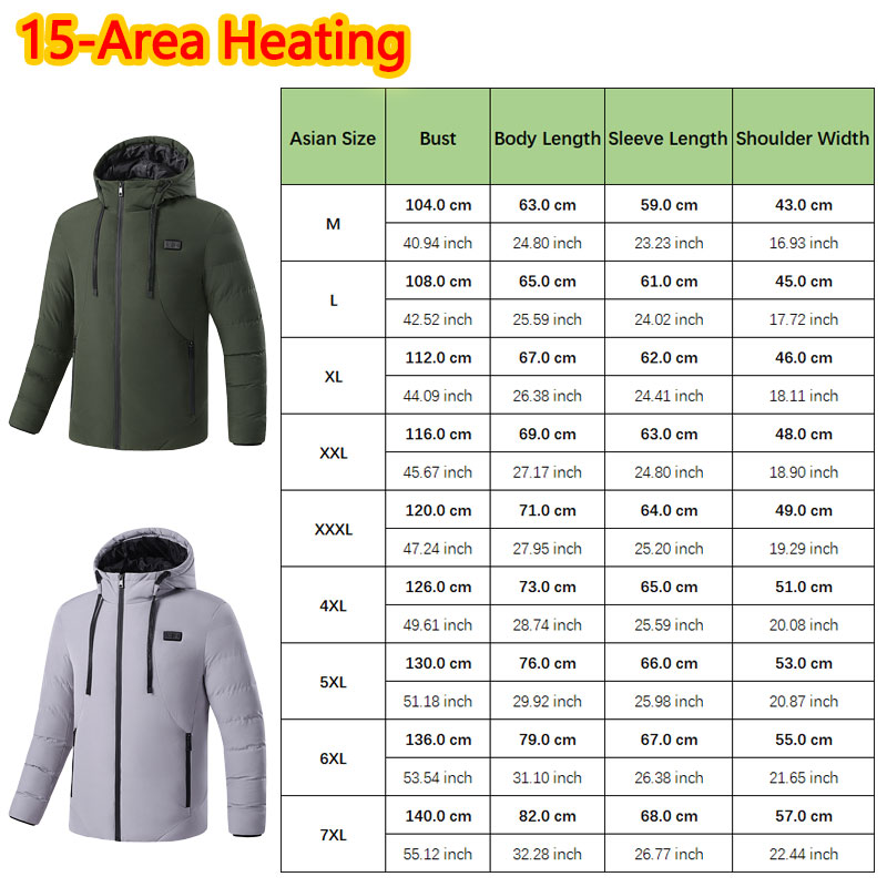 15 Area Heated Winter Hooded J - Outdoor Sport Coat reseña y precio