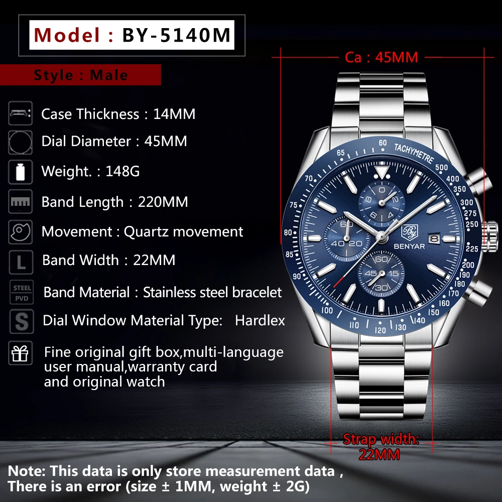 Men Watch BENYAR Top Brand Lux - Outdoor Sport Smart Watch reseña y precio