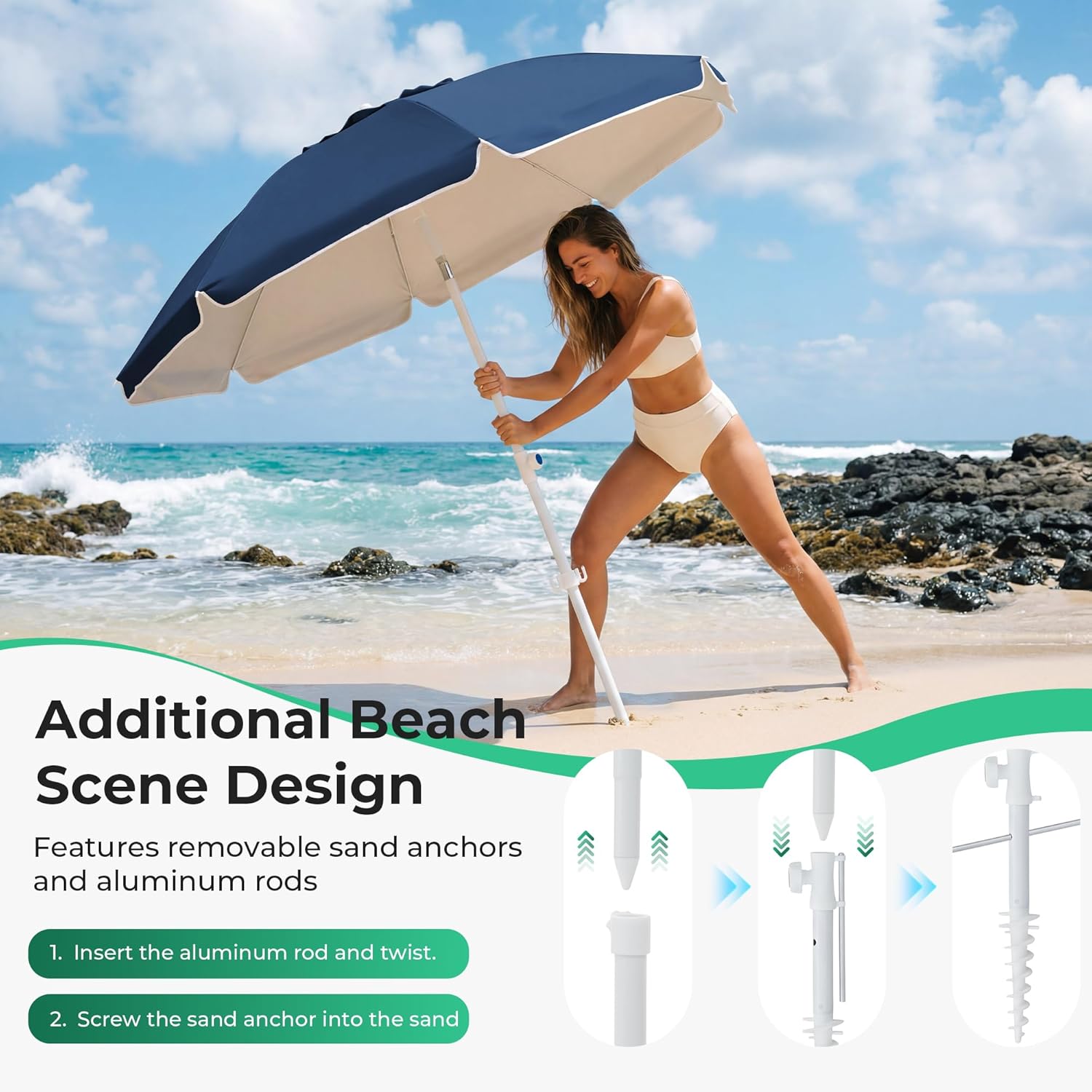 6.5ft Portable Sun Shade Umbre - Outdoor Sports Umbrella reseña y precio
