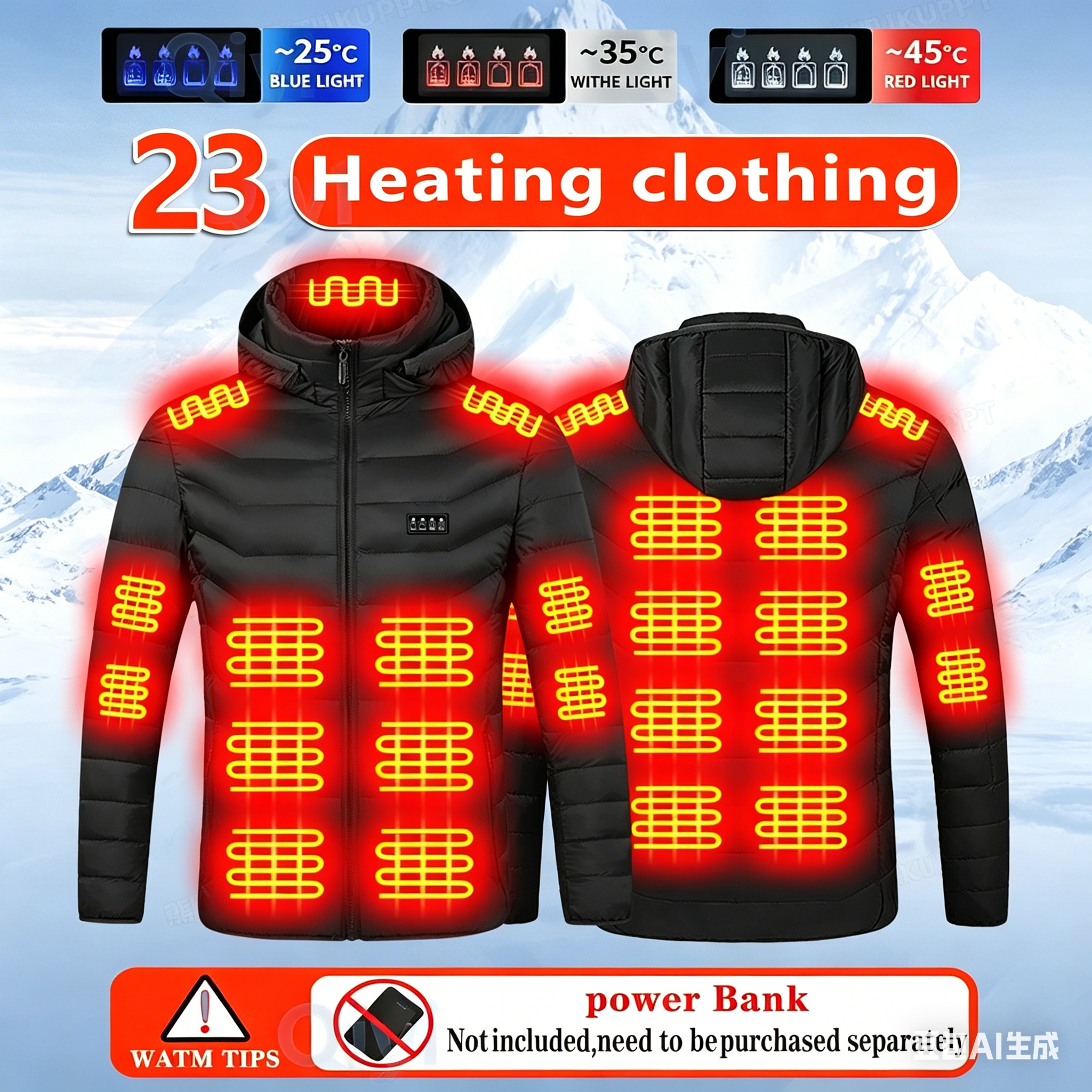 23 Areas Heating Jacket, Polye - Outdoor Sport Coat reseña y precio